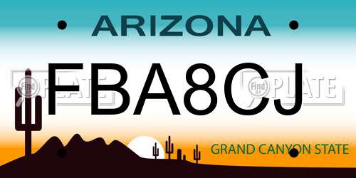 FBA8CJ Arizona License Plate