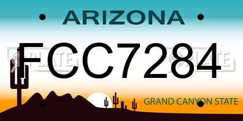 FCC7284 Arizona License Plate