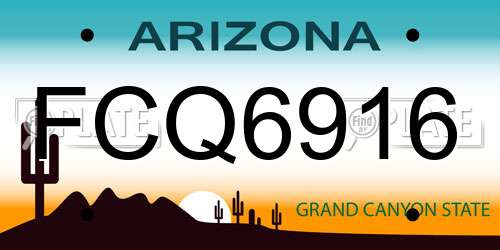 FCQ6916 Arizona License Plate