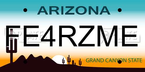 FE4RZME Arizona License Plate