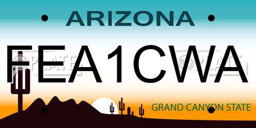 FEA1CWA Arizona License Plate