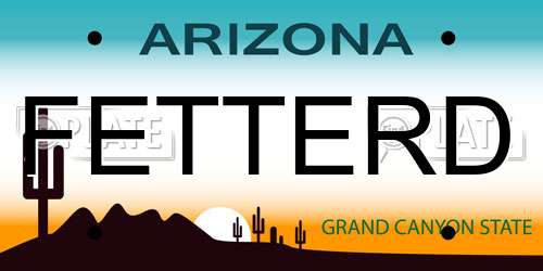 FETTERD Arizona License Plate