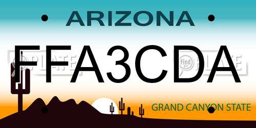 FFA3CDA Arizona License Plate