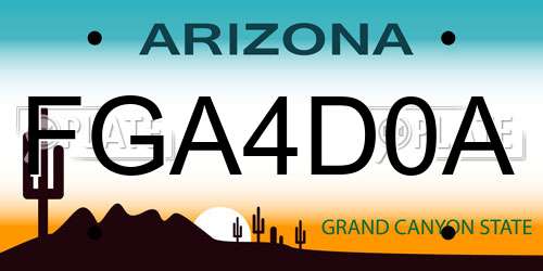 FGA4D0A Arizona License Plate