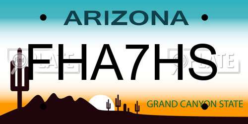 FHA7HS Arizona License Plate