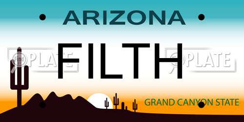 FILTH Arizona License Plate