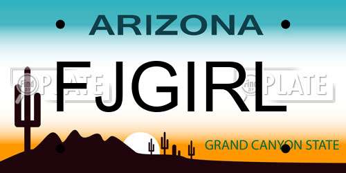 FJGIRL Arizona License Plate