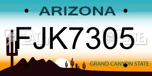 FJK7305 Arizona License Plate