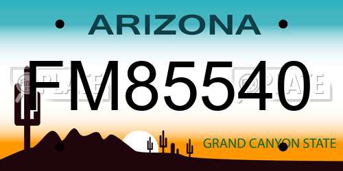 FM85540 Arizona License Plate