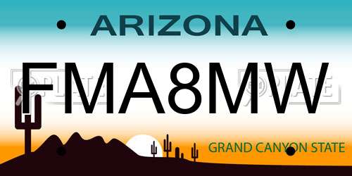 FMA8MW Arizona License Plate