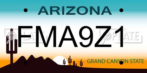 FMA9Z1 Arizona License Plate
