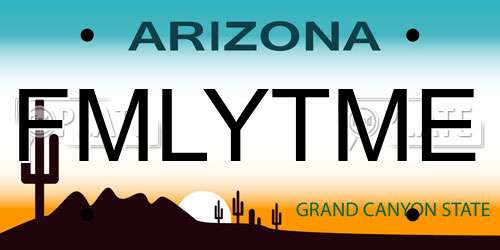 FMLYTME Arizona License Plate