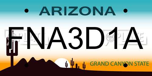 FNA3D1A Arizona License Plate