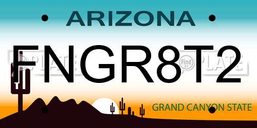 FNGR8T2 Arizona License Plate