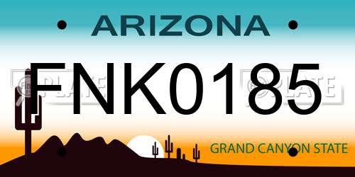 FNK0185 Arizona License Plate