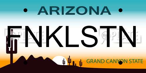 FNKLSTN Arizona License Plate