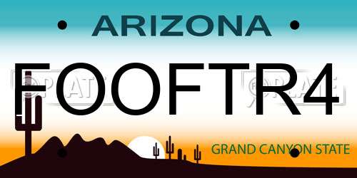 FOOFTR4 Arizona License Plate