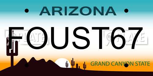 FOUST67 Arizona License Plate