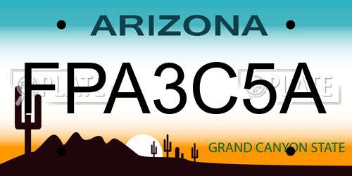FPA3C5A Arizona License Plate