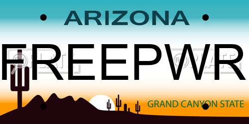 FREEPWR Arizona License Plate