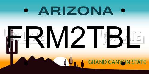 FRM2TBL Arizona License Plate
