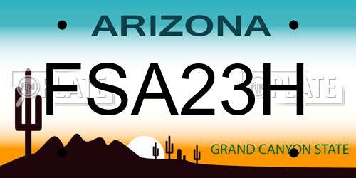FSA23H Arizona License Plate