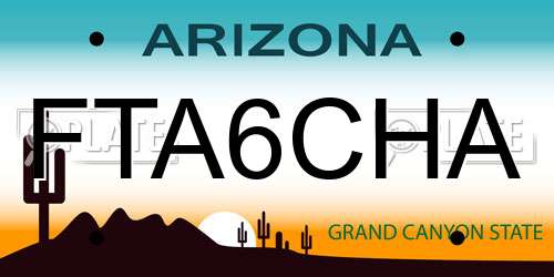 FTA6CHA Arizona License Plate