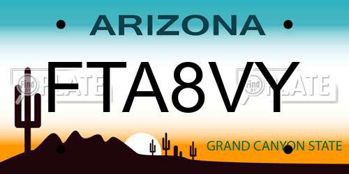 FTA8VY Arizona License Plate
