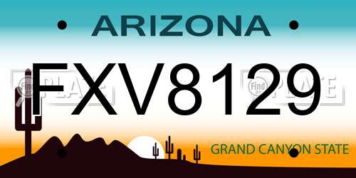 FXV8129 Arizona License Plate