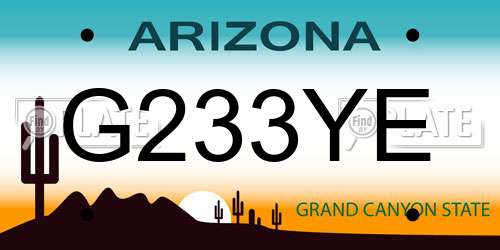G233YE Arizona License Plate