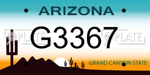 G3367 Arizona License Plate