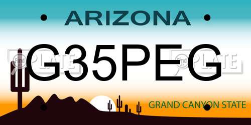 G35PEG Arizona License Plate