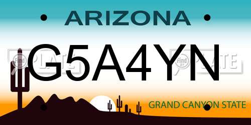 G5A4YN Arizona License Plate