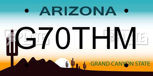 G70THM Arizona License Plate