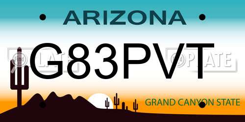 G83PVT Arizona License Plate