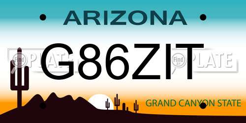G86ZIT Arizona License Plate