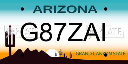G87ZAI Arizona License Plate