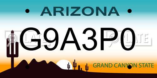G9A3P0 Arizona License Plate