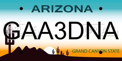 GAA3DNA Arizona License Plate