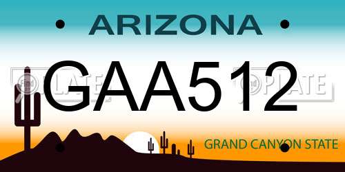 GAA512 Arizona License Plate