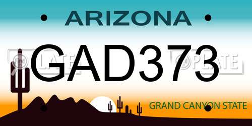 GAD373 Arizona License Plate