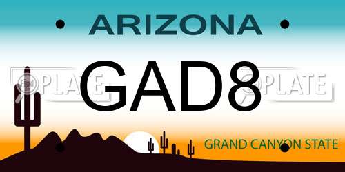 GAD8 Arizona License Plate
