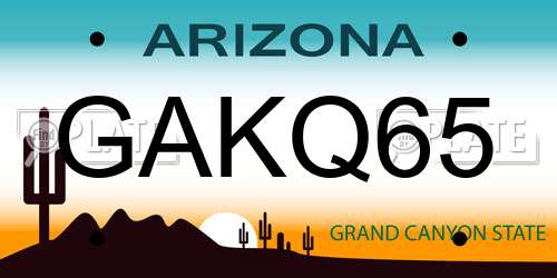 GAKQ65 Arizona License Plate