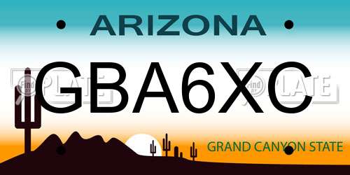GBA6XC Arizona License Plate