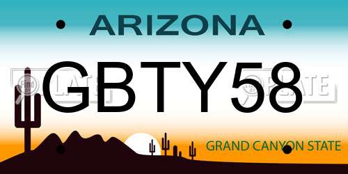 GBTY58 Arizona License Plate