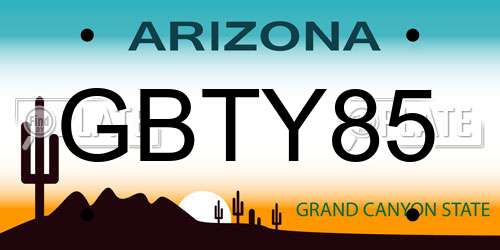GBTY85 Arizona License Plate