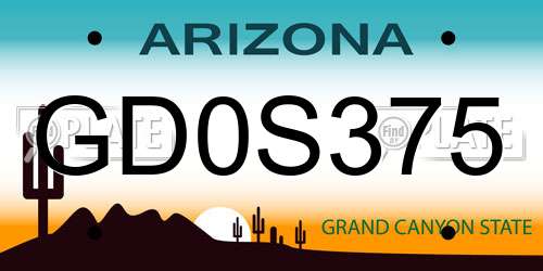 GD0S375 Arizona License Plate