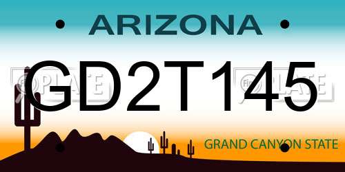 GD2T145 Arizona License Plate