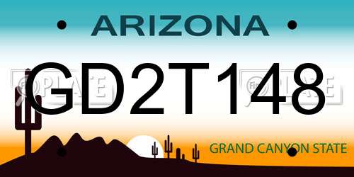 GD2T148 Arizona License Plate