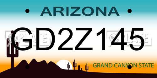 GD2Z145 Arizona License Plate